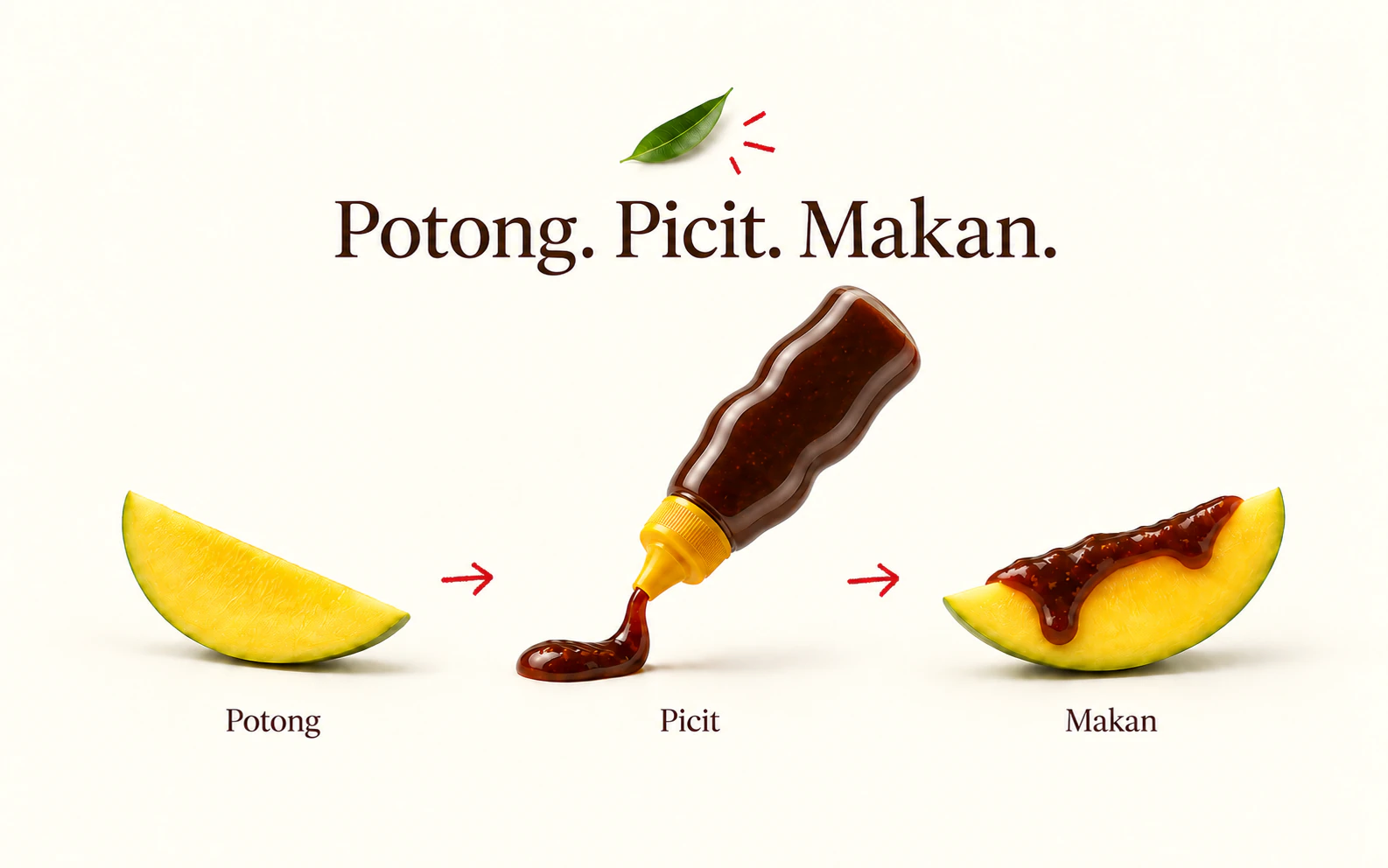 Sambal dipicit daripada botol tanpa label.